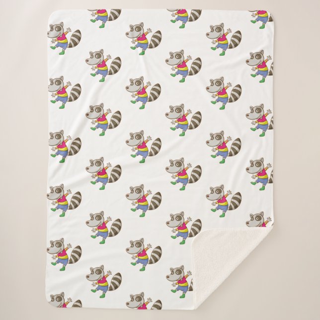 Manta Sherpa Raccoon personalizado (Anverso)