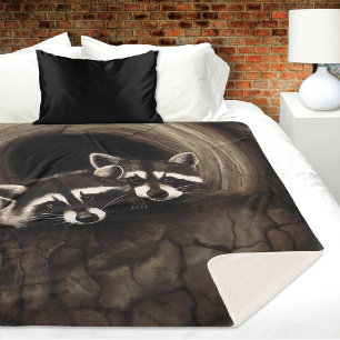 Manta Sherpa Raccoons Brown Cute Tree