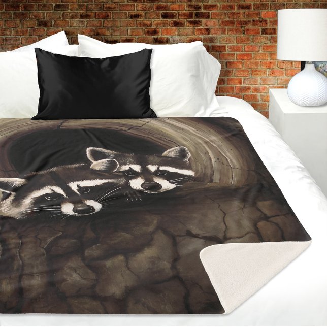 Manta Sherpa Raccoons Brown Cute Tree (Subido por el creador)