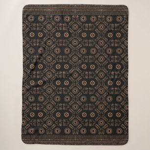 Manta Sherpa Raíces doradas: Elegancia marroquí negra y tribal
