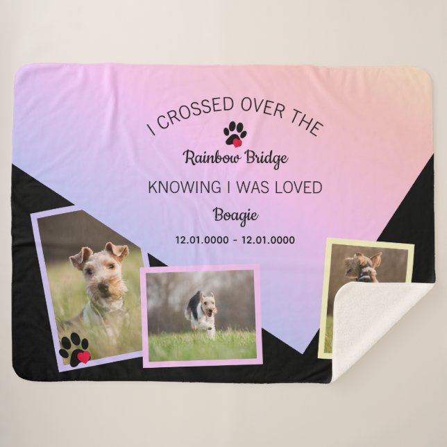 Manta Sherpa Rainbow Bridge Photo Pet Memorial Large (Anverso (horizontal))