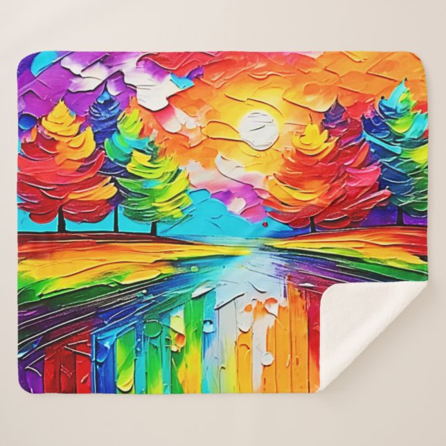 Manta Sherpa Rainbow Forest Sunset Dreams (Anverso (horizontal))