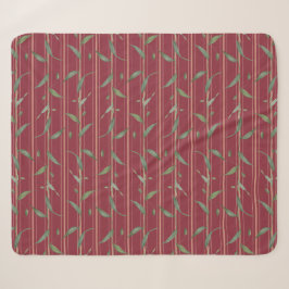 Manta Sherpa Rama de hojas en papel pintado rojo