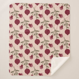Manta Sherpa Rama Pomegranada Con Flores Y Frutas