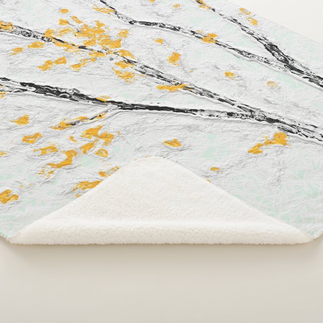 Manta Sherpa Ramas de árboles otoñales con hojas de otoño amari (3/4)