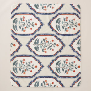 Manta Sherpa Ramas de flores orientales: Indio Kalamkari.