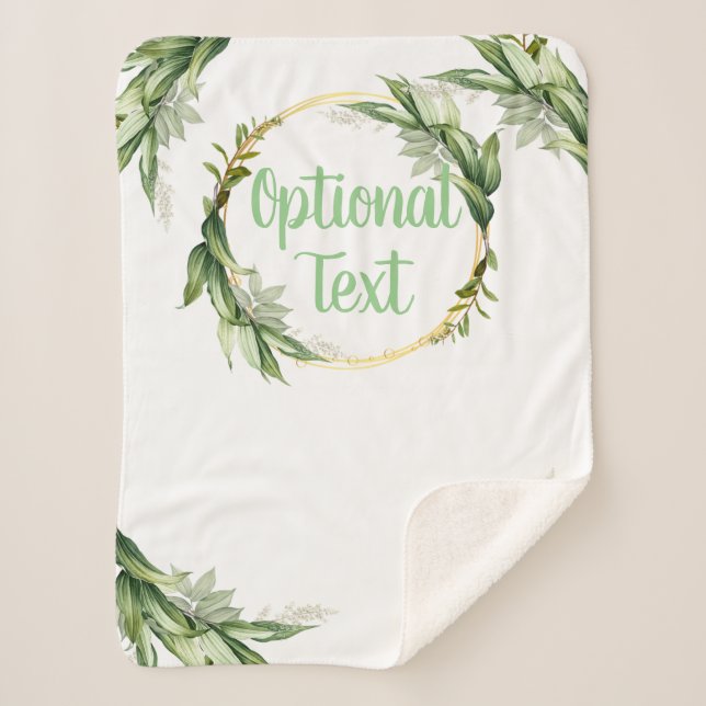 Manta Sherpa Ramas de olivos con flores  (Anverso)