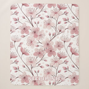 Manta Sherpa Ramas florales románticas de color rosa