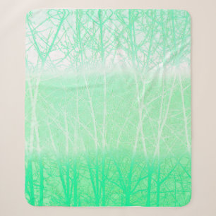 Manta Sherpa Ramas Verdes Menta Niebla Helada