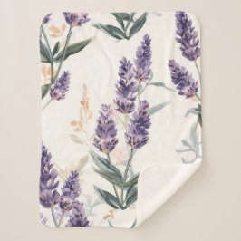 Manta Sherpa Ramilletes de lavanda Botánico acuarela Floral púr