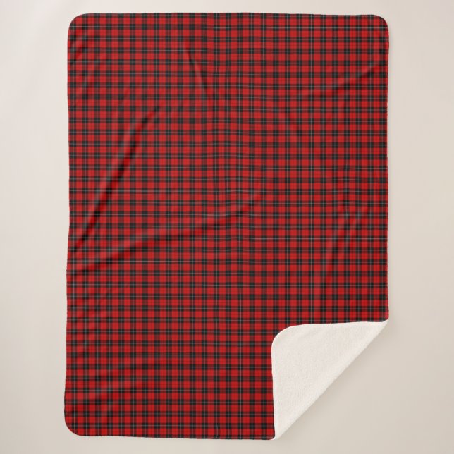 Manta Sherpa Ramsay tartan red black plon (Anverso)