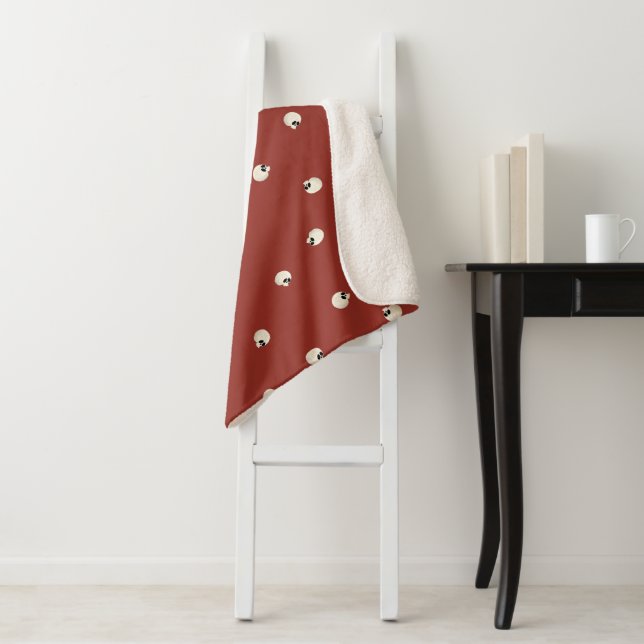 Manta Sherpa Random Cute Kawaii Skull Dots red (In situ)
