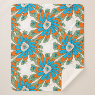 Manta Sherpa Raster floral con flores abstractas. Abstr