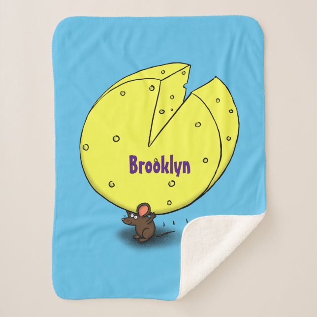 Manta Sherpa Ratón blanco con ilustracion personalizado de ques (Anverso)