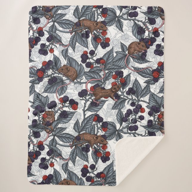 Manta Sherpa Ratones y moras blancas (Anverso)