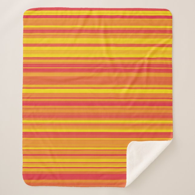 Manta Sherpa Rayas amarillas rojas naranja (Anverso)