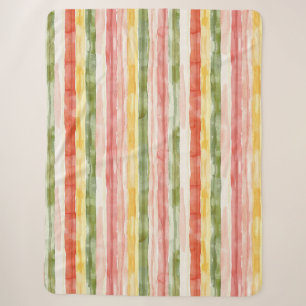 Manta Sherpa Rayas Amarillas Verdes Rosadas Naranjas