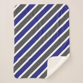 Manta Sherpa Rayas azules y grises de medianoche
