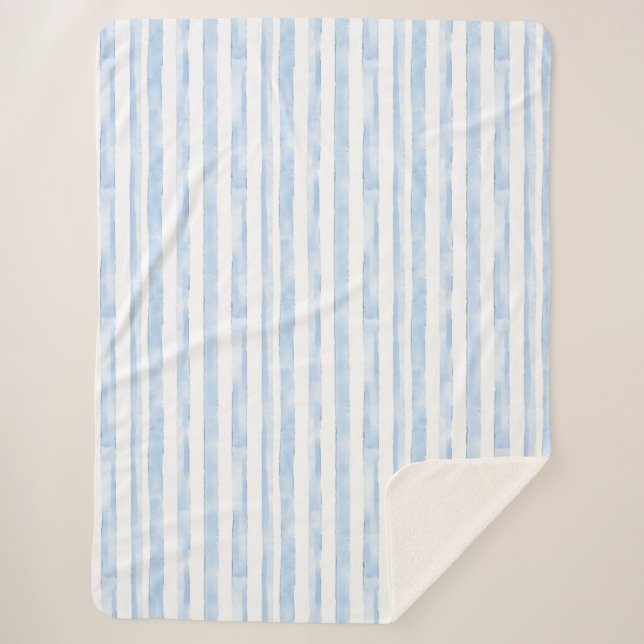 Manta Sherpa Rayas Blancas Azules   (Anverso)