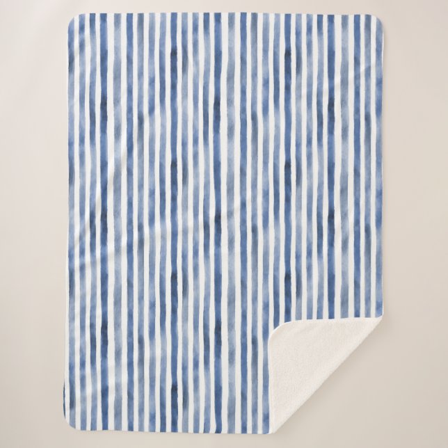 Manta Sherpa Rayas Blancas Azules (Anverso)