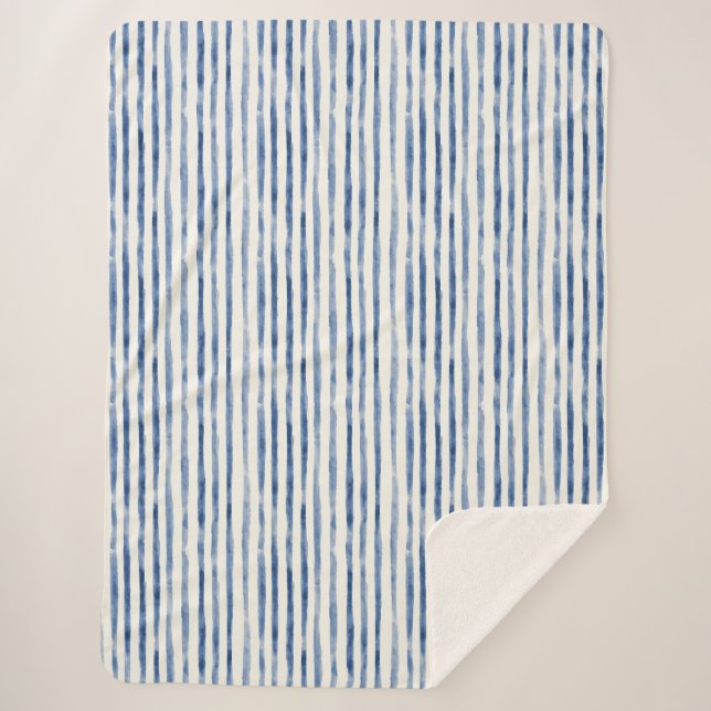 Manta Sherpa Rayas Blancas Azules   (Anverso)