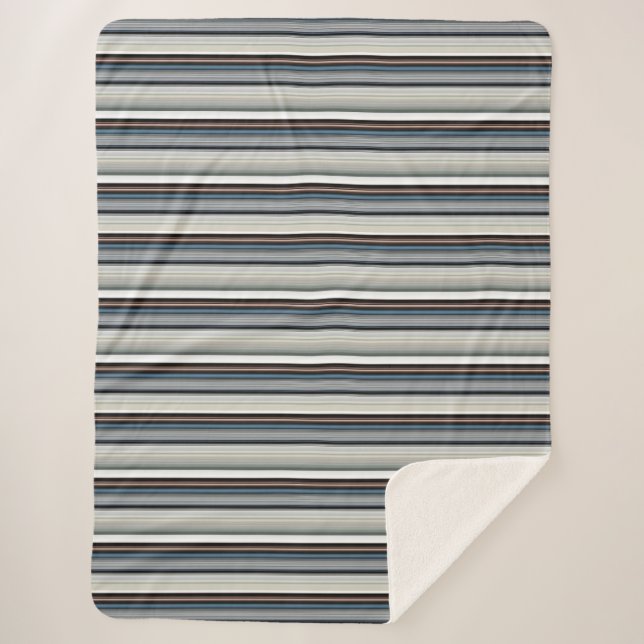 Manta Sherpa Rayas blancas grises gruesas (Anverso)