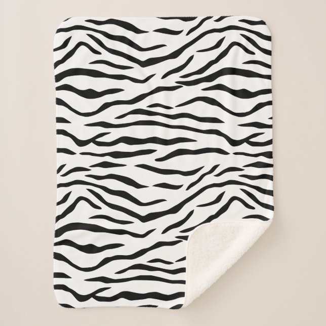 Manta Sherpa Rayas blancos y negros del tigre (Anverso)