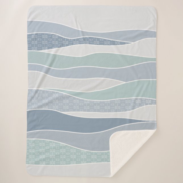 Manta Sherpa Rayas curvadas verdes azules de Guay Ondas abstrac (Anverso)