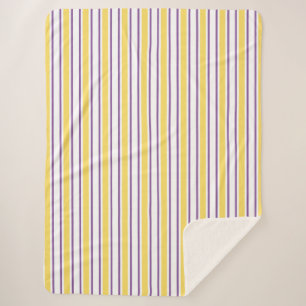 Manta Sherpa Rayas de caramelo amarillas, violetas y blancas