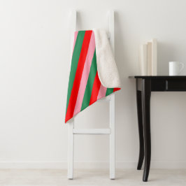 Manta Sherpa Rayas de caramelo de Navidad contemporáneas 
