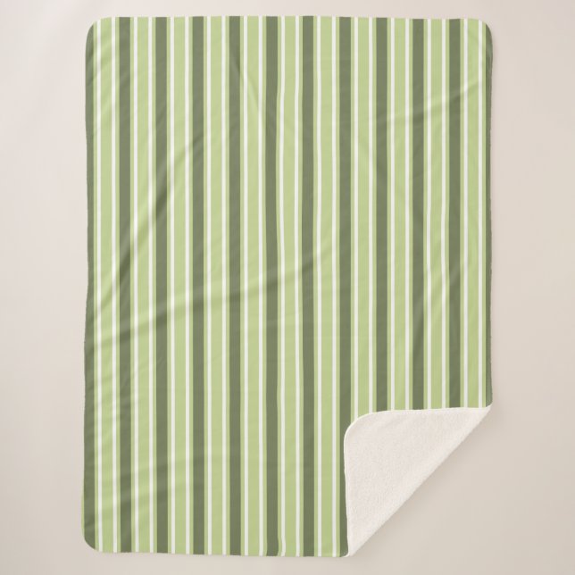 Manta Sherpa Rayas de caramelo de oliva y blanco (Anverso)