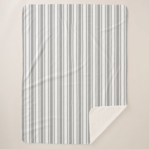 Manta Sherpa Rayas de caramelo gris y blanco