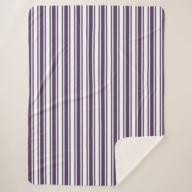 Manta Sherpa Rayas de caramelo morado y blanco oscuro (Anverso)