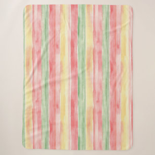 Manta Sherpa Rayas de menta rosa amarillo Aloha