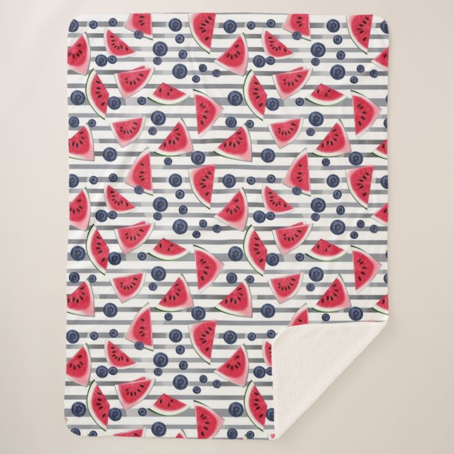 Manta Sherpa Rayas de sandía de verano (Anverso)