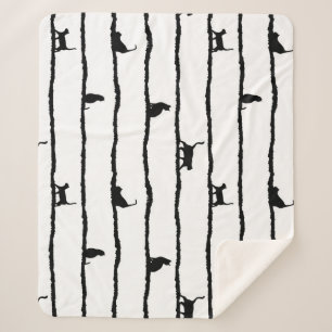 Manta Sherpa Rayas de silueta de gato Patrón dibujado a mano ab