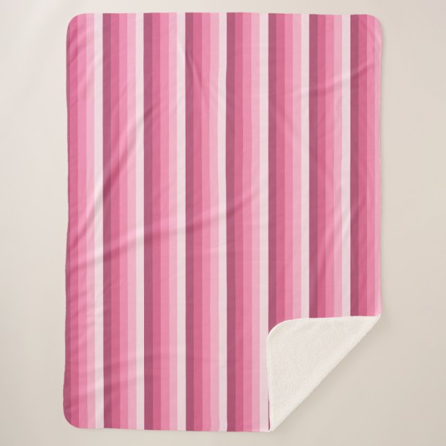 Manta Sherpa Rayas de sombra rosadas (Anverso)