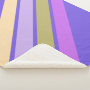 Manta Sherpa Rayas de Verde Amarillo y Tonos de Púrpura