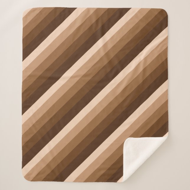 Manta Sherpa Rayas diagonales ocales en tonos café marrones (Anverso)