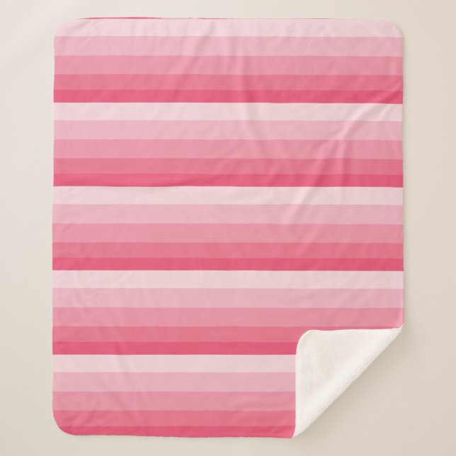 Manta Sherpa Rayas diagonales ómbricas en tonos rosas (Anverso)