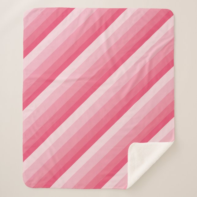 Manta Sherpa Rayas diagonales ómbricas en tonos rosas (Anverso)