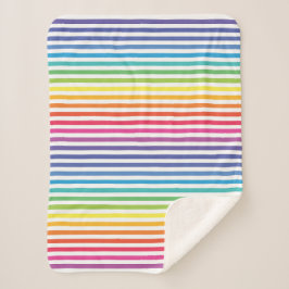 Manta Sherpa Rayas horizontales arcoiris blancas