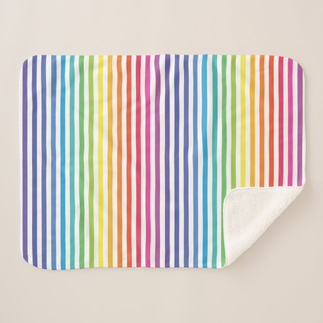 Manta Sherpa Rayas horizontales arcoiris blancas (Anverso (horizontal))