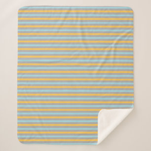 Manta Sherpa Rayas horizontales turquesa, gris y amarillo