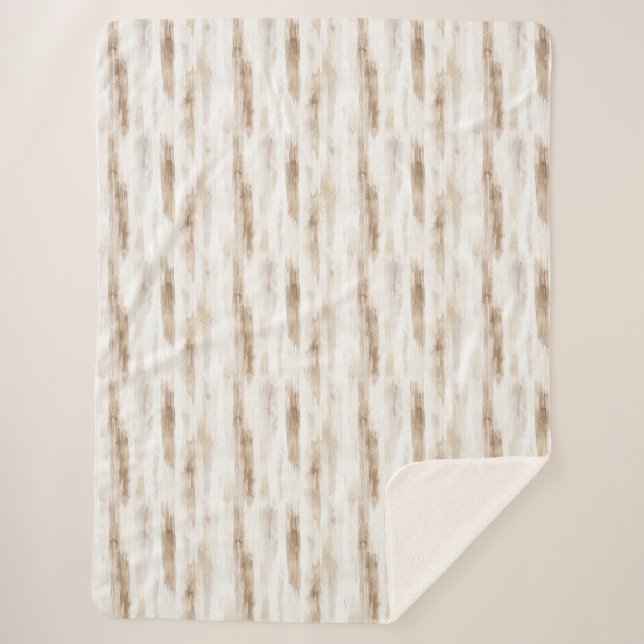 Manta Sherpa Rayas marrones blancos crema de moda (Anverso)