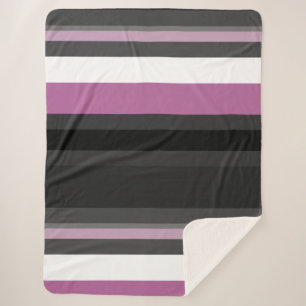 Manta Sherpa Rayas negras, grises y blancas
