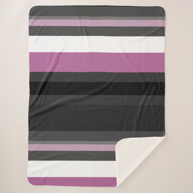 Manta Sherpa Rayas negras, grises y blancas (Anverso)