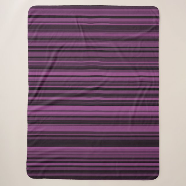 Manta Sherpa Rayas Negras Moradas Abstractas (Anverso)