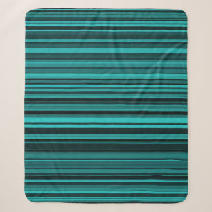 Manta Sherpa Rayas Negras Verde Azul