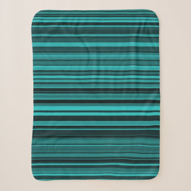 Manta Sherpa Rayas Negras Verde Azul (Anverso)